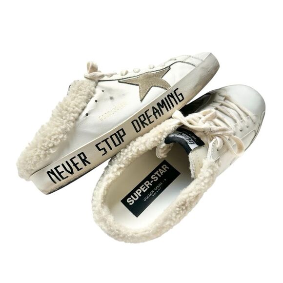 🔃Golden Goose Super Star Distressed Leather Shearling Lined Men’s Sneakers - Picture 8 of 10